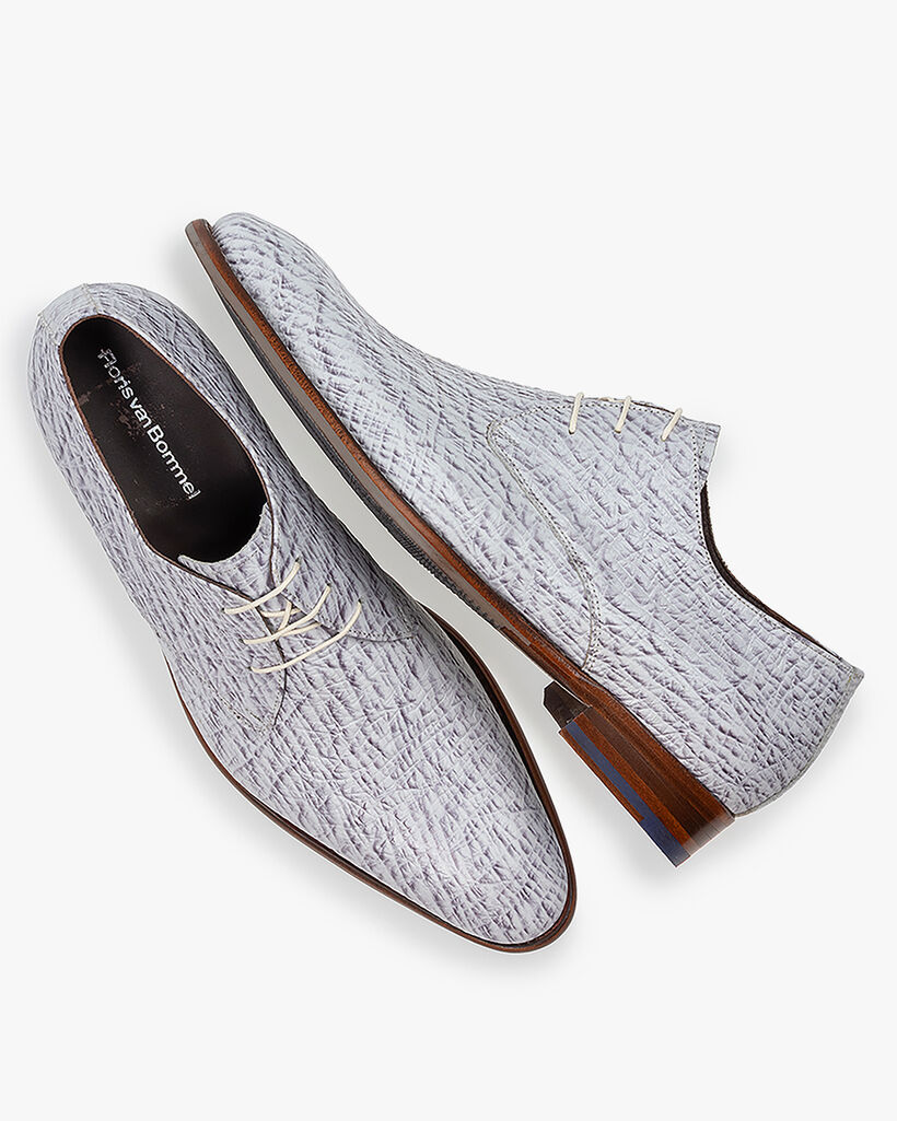 Lakleren veterschoen met crocoprint