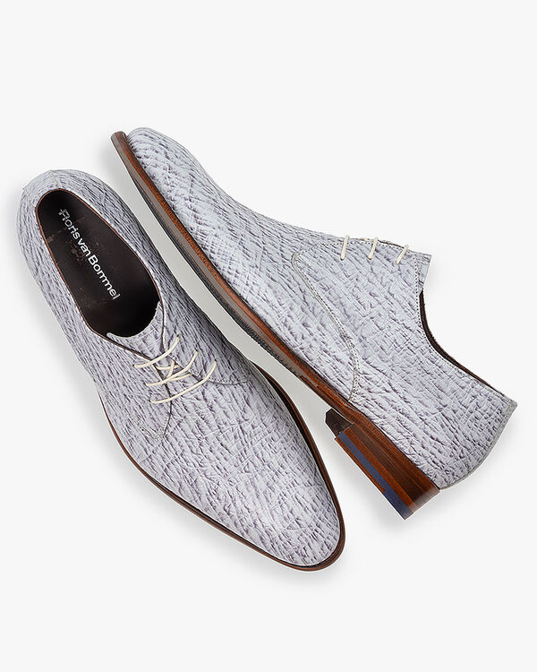 Lakleren veterschoen met crocoprint