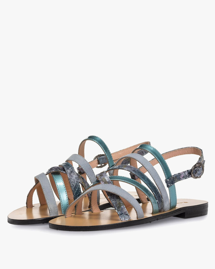 Sandal printed leather blue