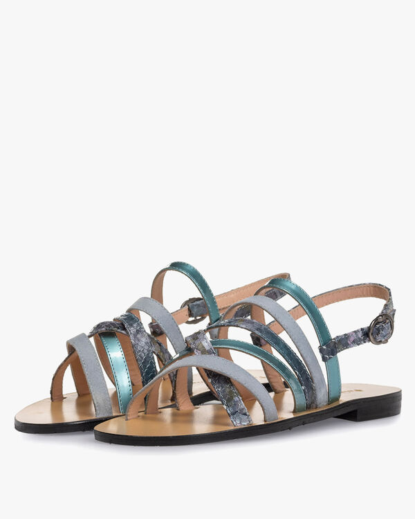 Sandal printed leather blue