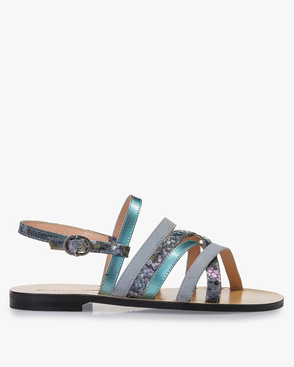 Sandal printed leather blue