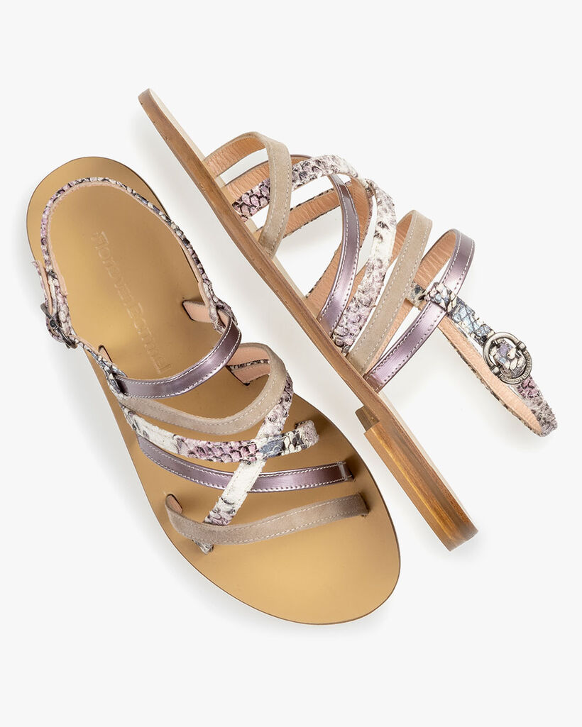 Sandal printed leather pink
