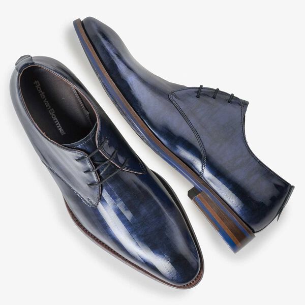 Blue Premium patent leather lace shoe