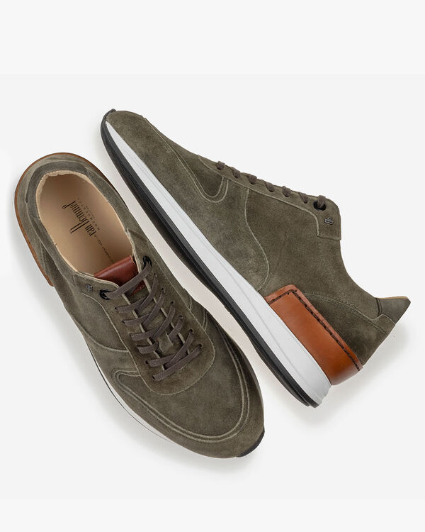 Sneaker groen su&egrave;de