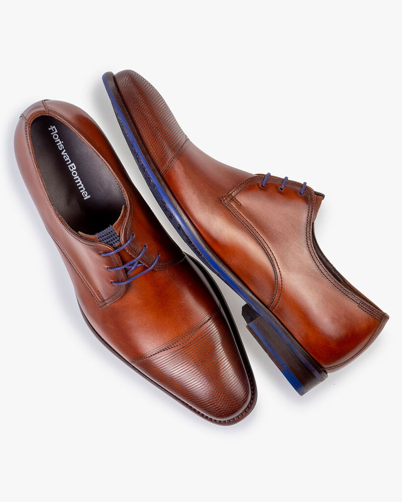 Veterschoen kalfsleer donkercognac