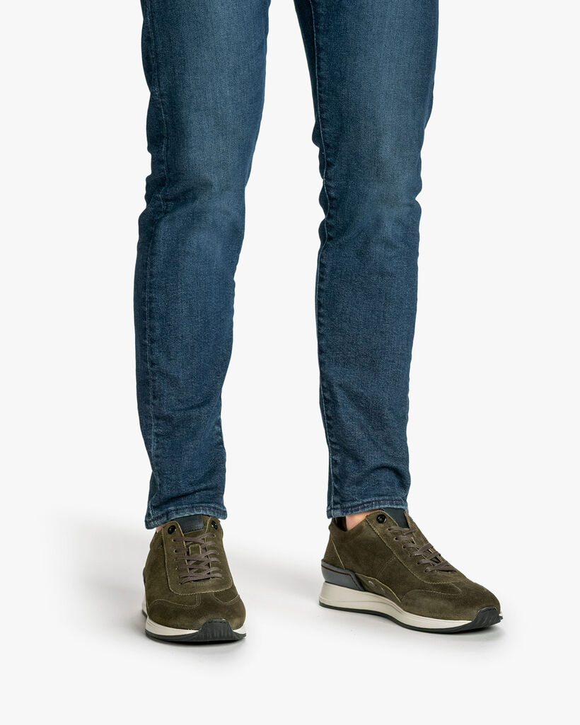 Sneaker su&egrave;de donkergroen