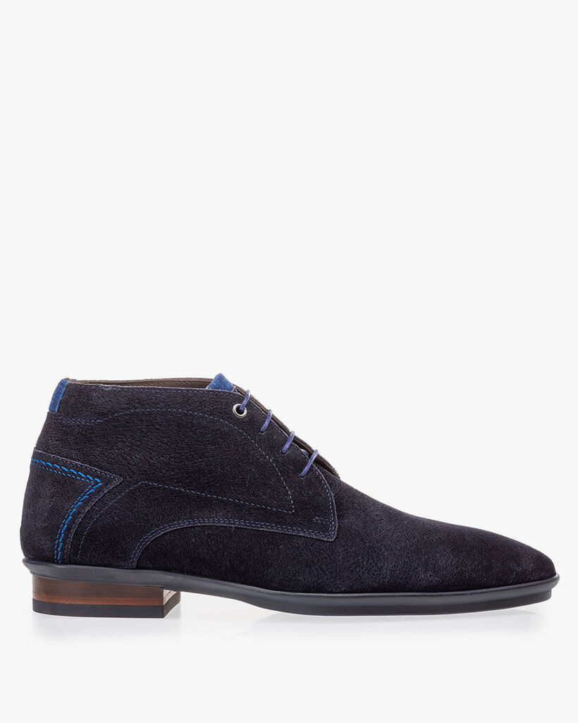 Veterboot blauw su&egrave;de