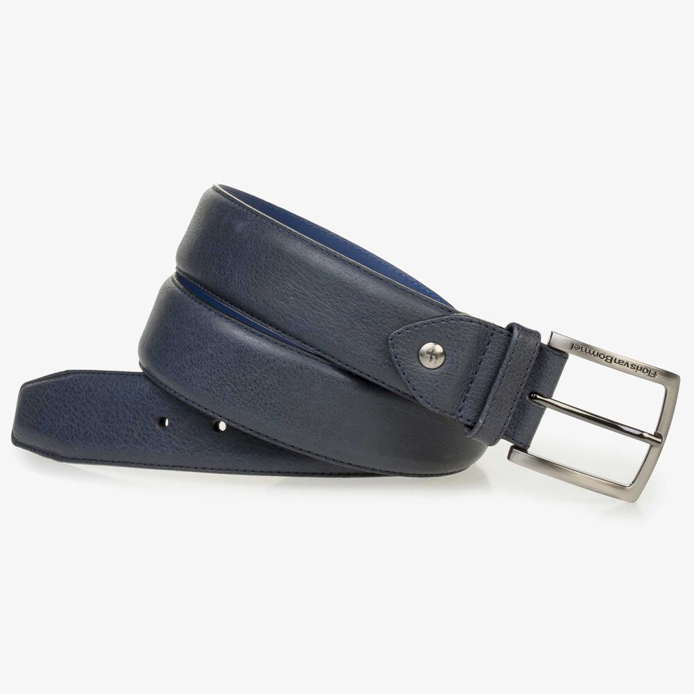 Blue nubuck leather belt