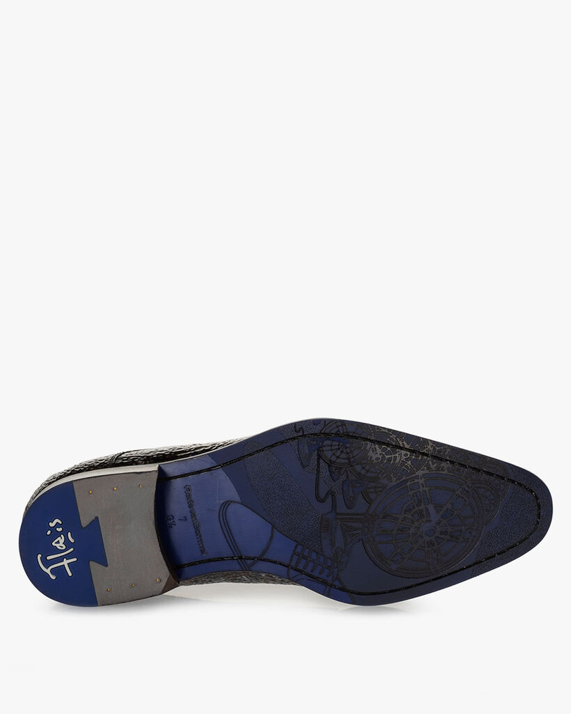 Lace shoe metallic print bronze