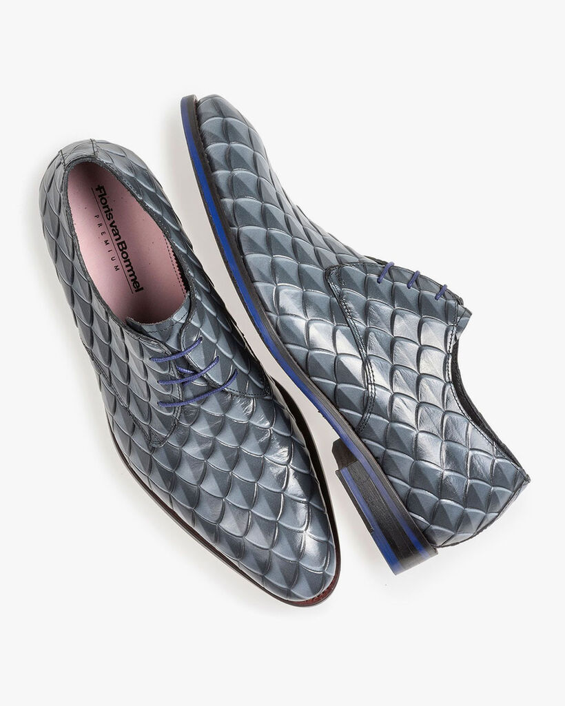 Premium grijze veterschoen met print