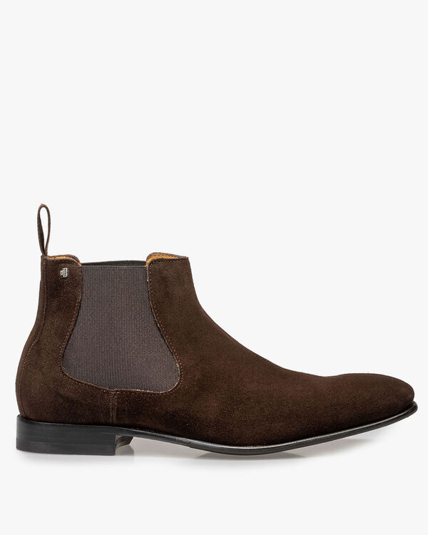 Dark brown suede leather Chelsea boot