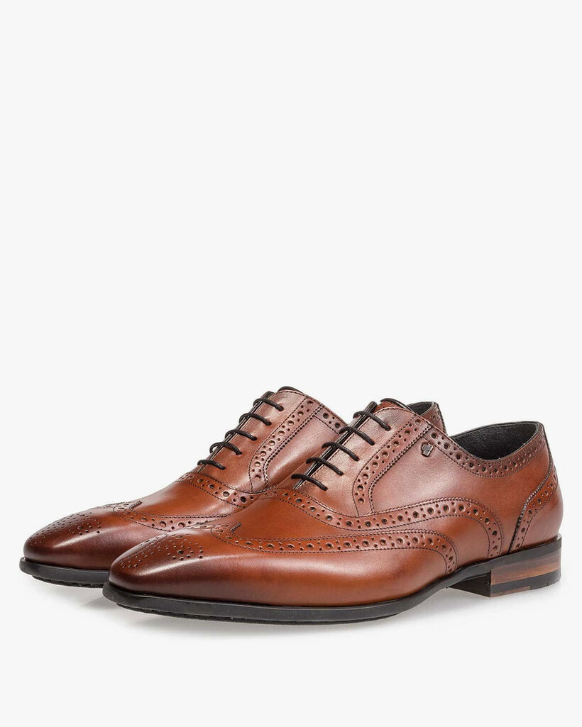 Kalfsleren brogue cognac