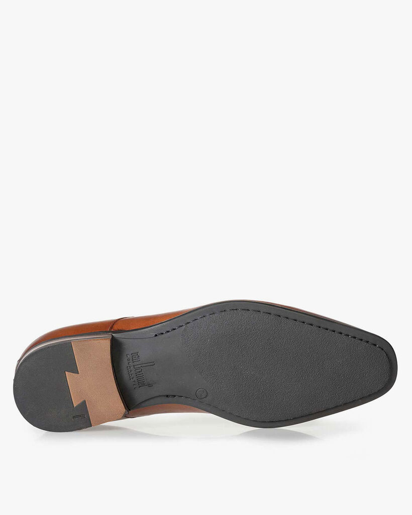 Kalfsleren veterschoen cognac