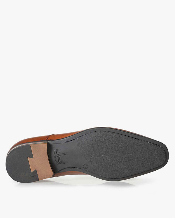 Kalfsleren veterschoen cognac