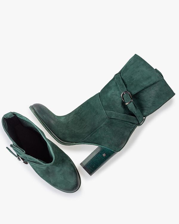 Mid-high boot suede leather petrol