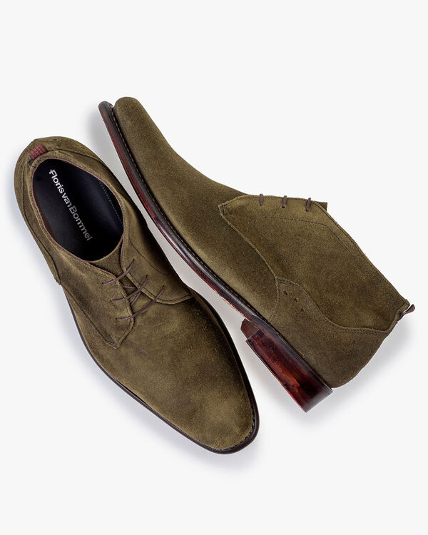 Lace boot suede dark green