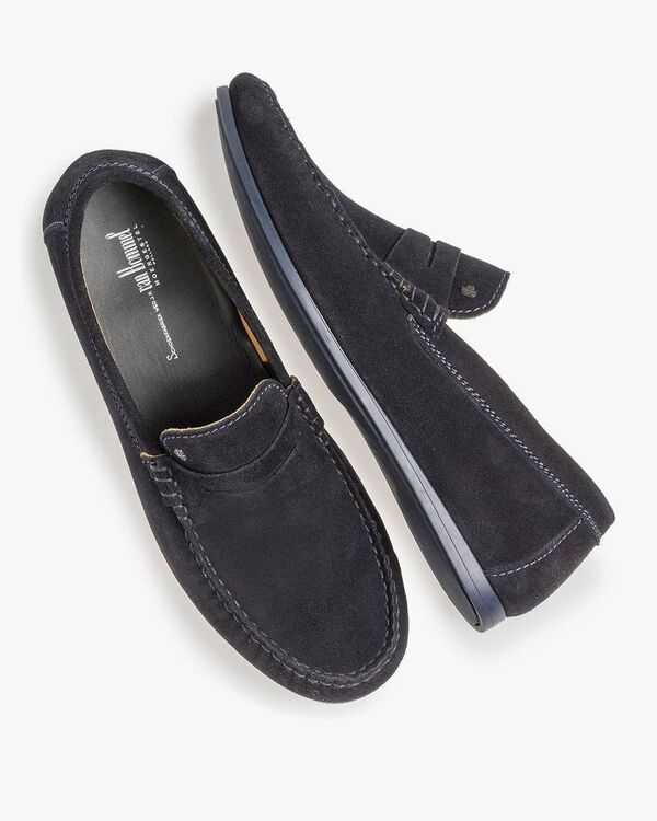 Dark blue suede leather loafer