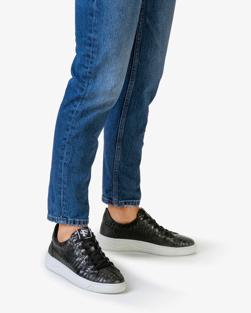 Sneaker reptielenprint zwart