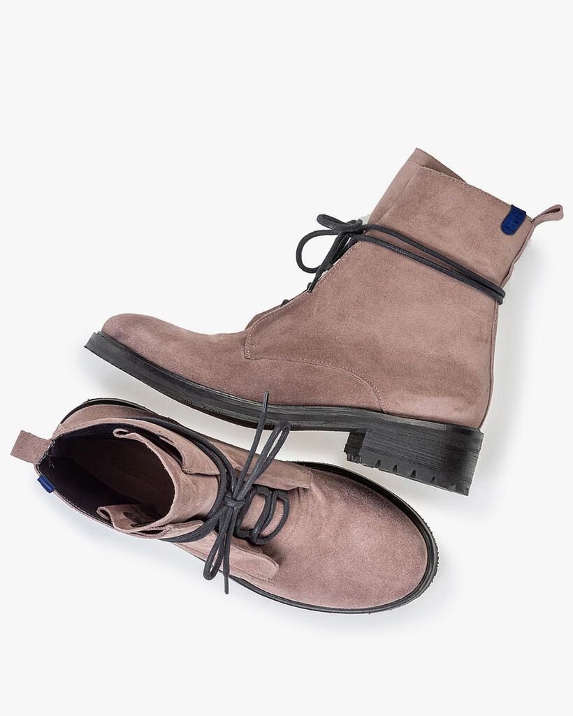 Veterboot su&egrave;de donkerroze