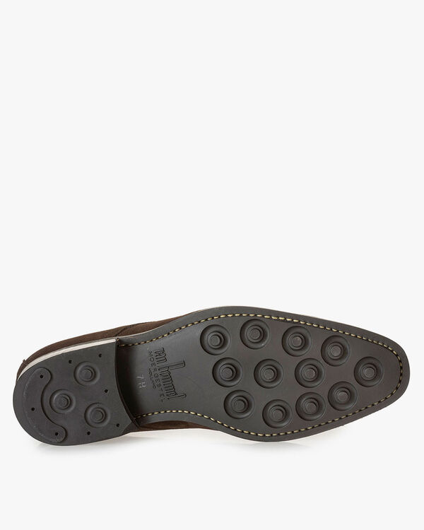 Dark brown suede leather lace boot