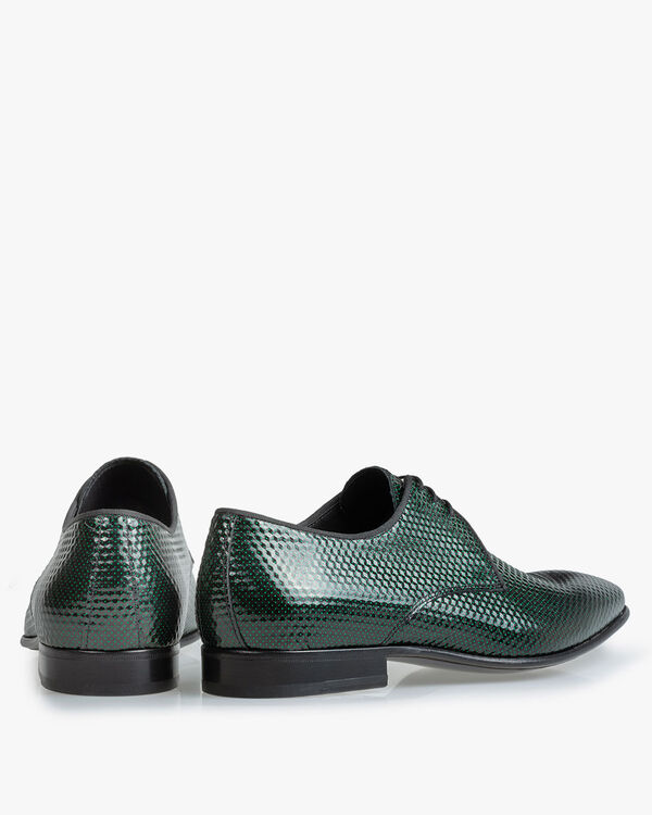 Lace shoe printed leather green