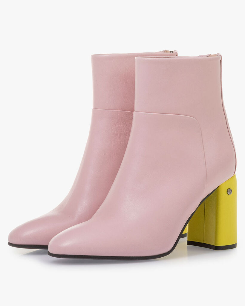 Light pink nappa leather ankle boots