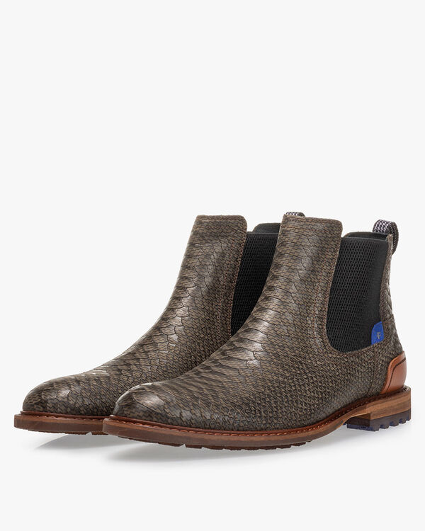 Chelsea boot reptielenprint groen