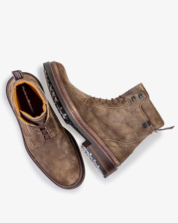 Lace boot suede sand-coloured