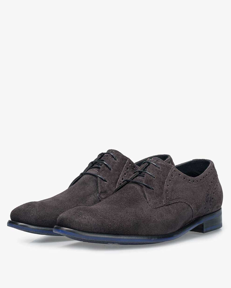 Lace shoe suede dark grey