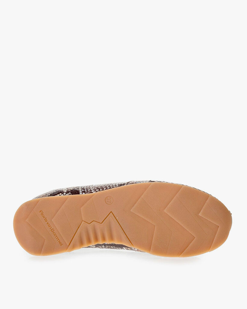 Bruin/witte sneaker snakeprint