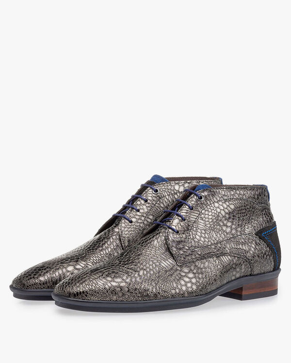 Veterboot met print grijs