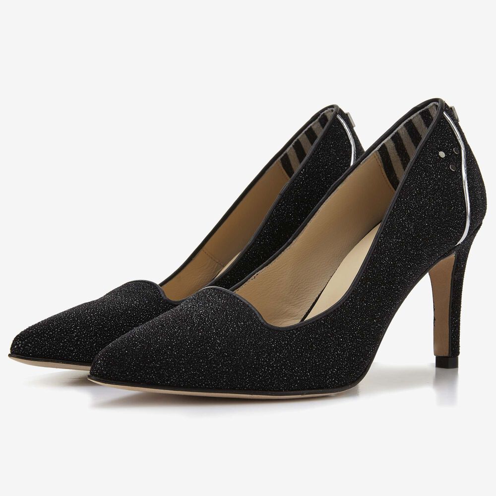 Floris van Bommel zwarte sparkle damespump