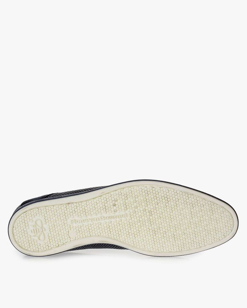 Blue suede leather lace shoe with print