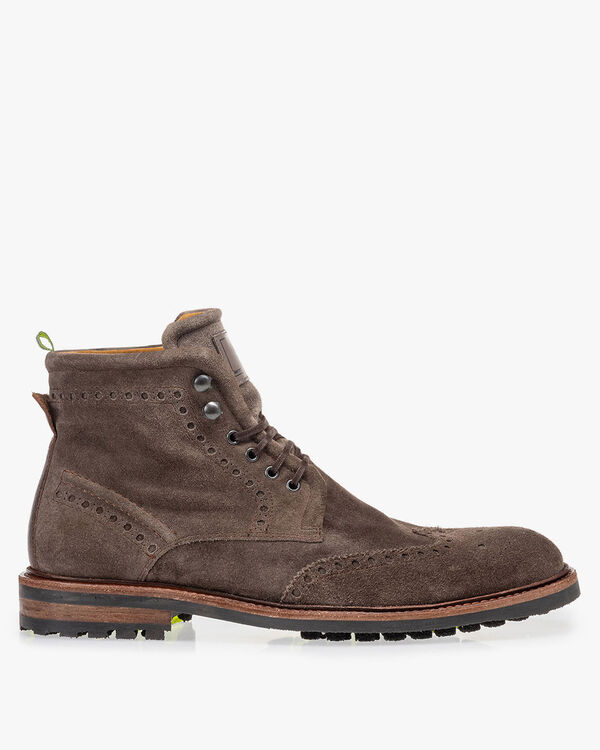 Boot suede leather taupe