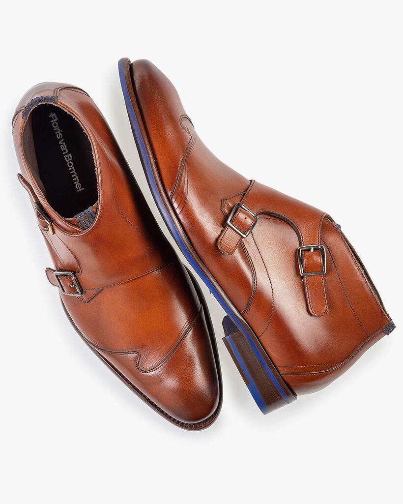 Buckle shoe calf leather cognac