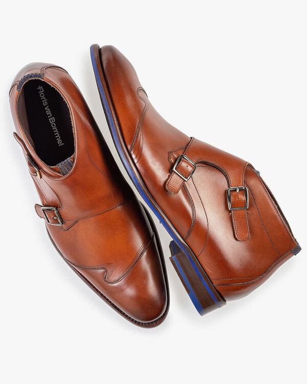 Buckle shoe calf leather cognac
