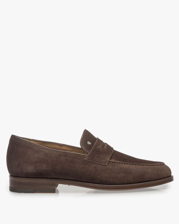 Donkerbruine su&egrave;de loafer