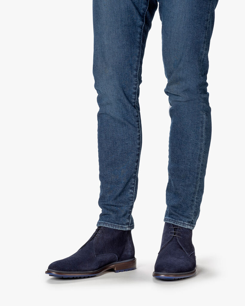Lace boot suede dark blue
