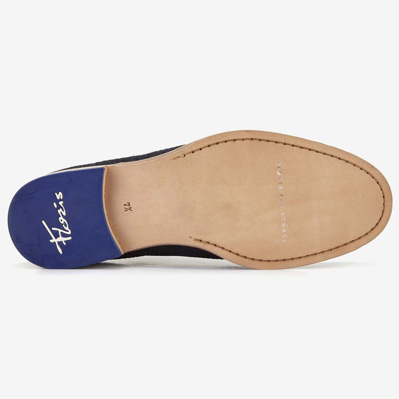 Floris van Bommel heren veterschoen in donkerblauw suède met snakeprint