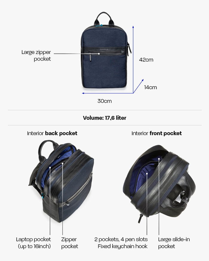 Backpack textile blue