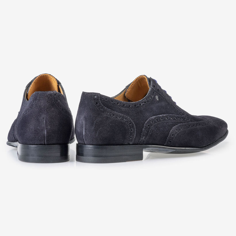 Dark blue suede leather brogue