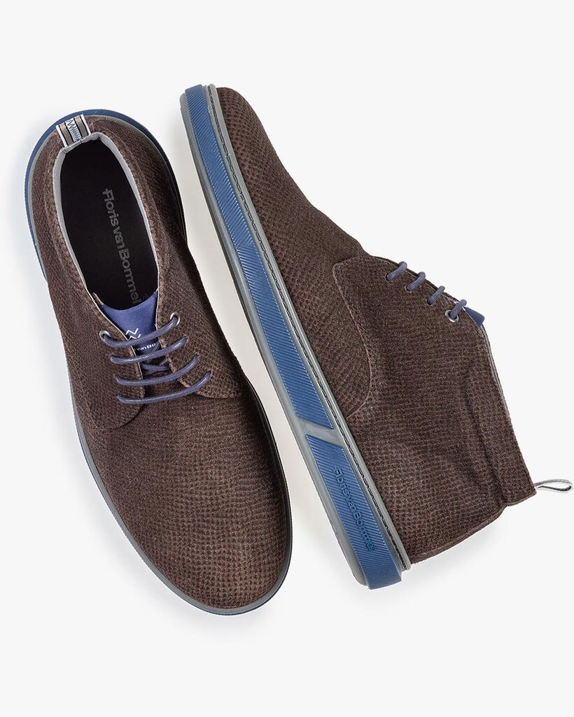 Lace boot brown with print