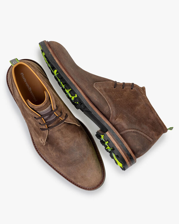 Lace boot suede cognac