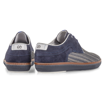 Donkerblauwe veterschoen met grijze print