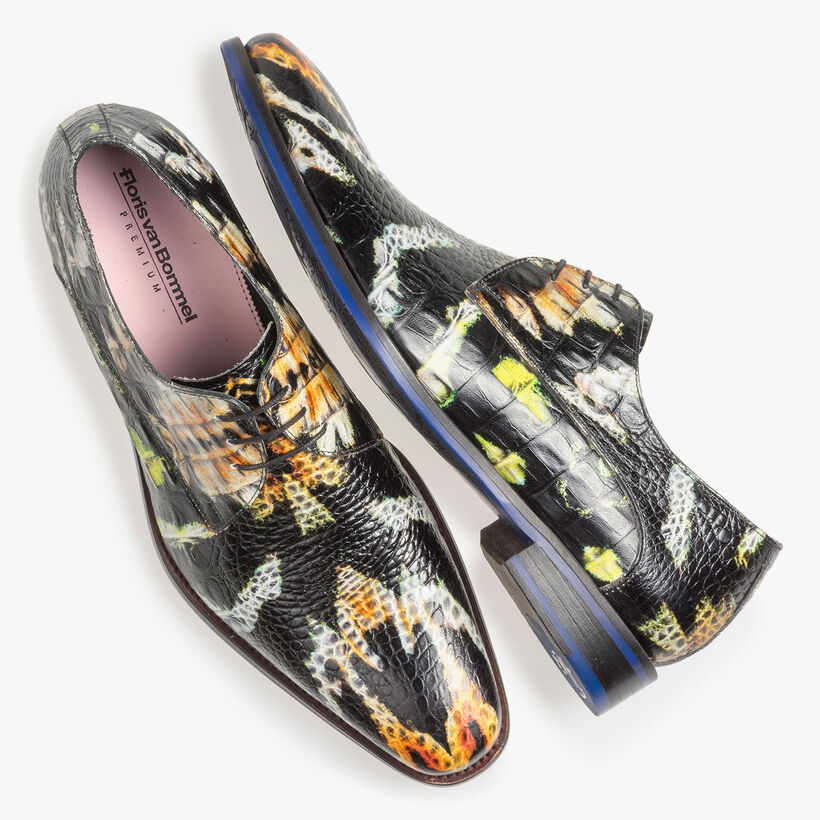 Premium leren veterschoen oranje/geel