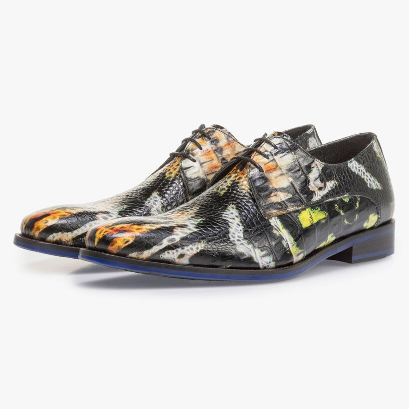 Premium leren veterschoen oranje/geel