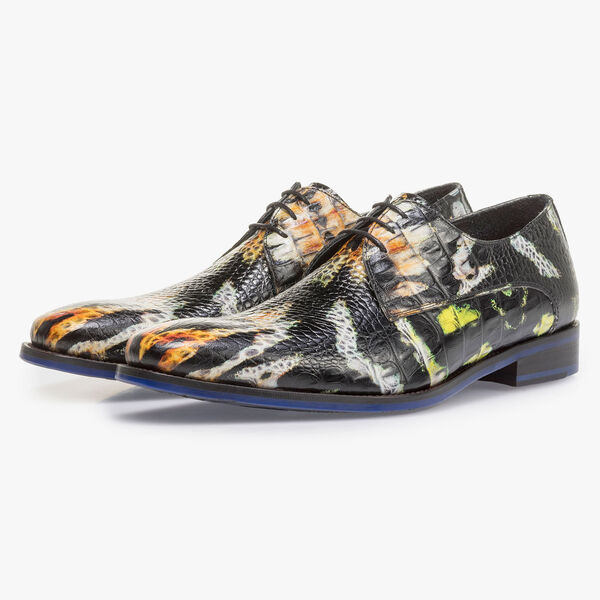 Premium leren veterschoen oranje/geel