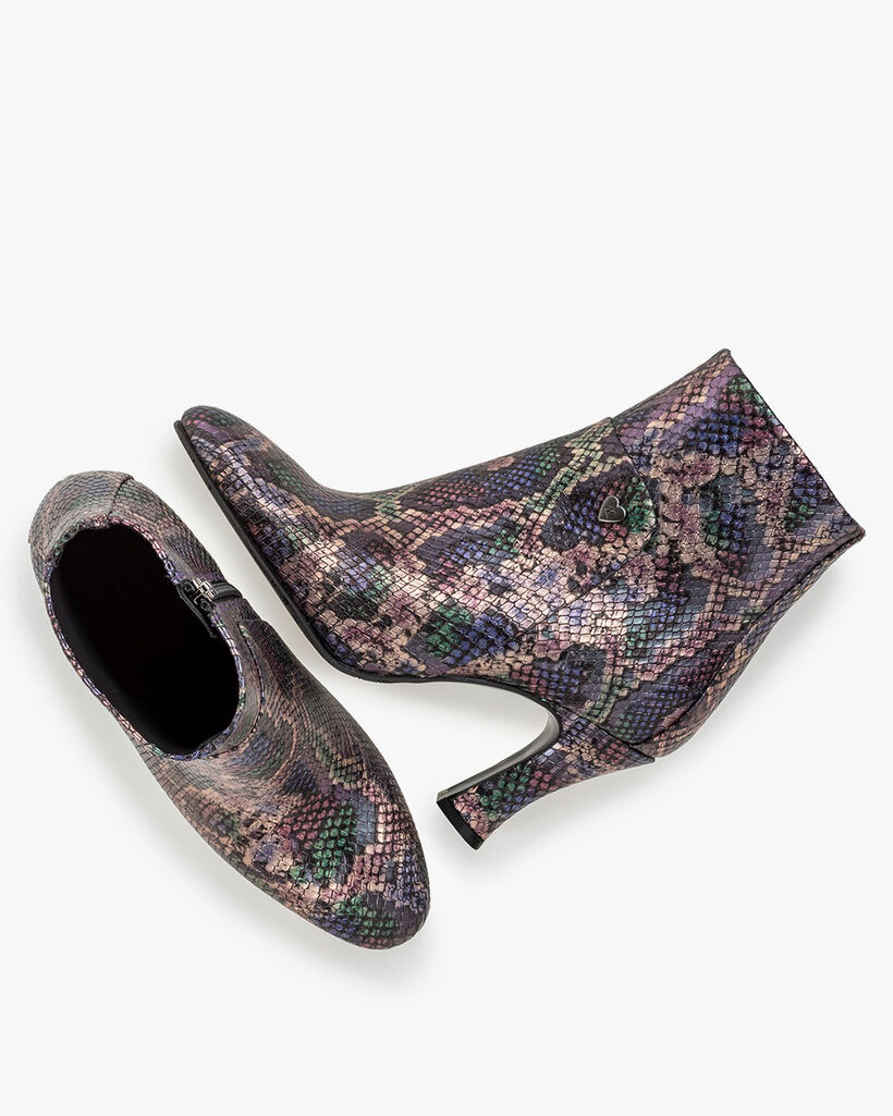 Enkellaars metallic print roze