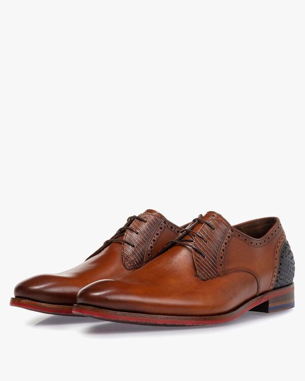 Lace shoe calf leather cognac