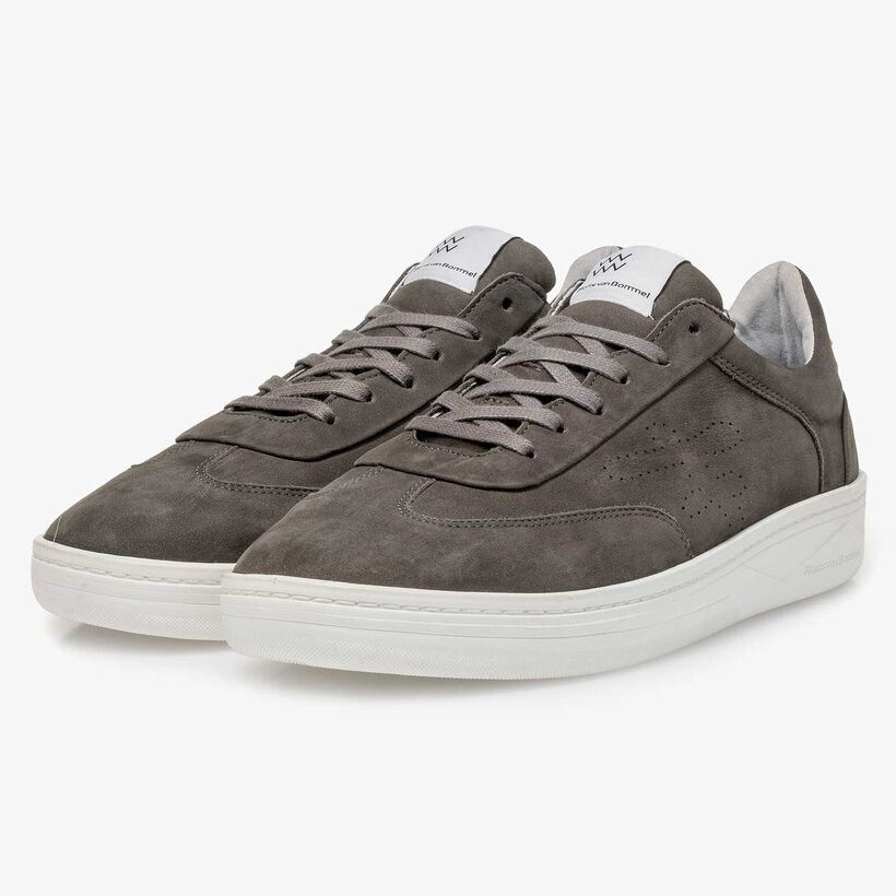 Dark grey nubuck leather sneaker
